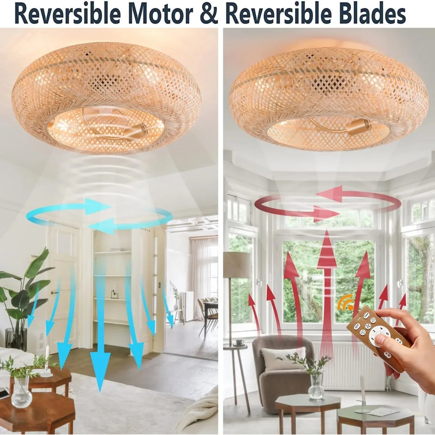 Boho Ceiling Bamboo Fan Decor