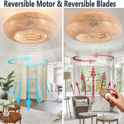 Boho Ceiling Bamboo Fan Decor
