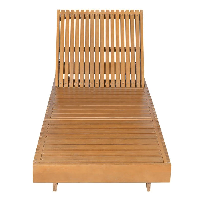 Adjustable Acacia Wood Chaise Lounge Chair