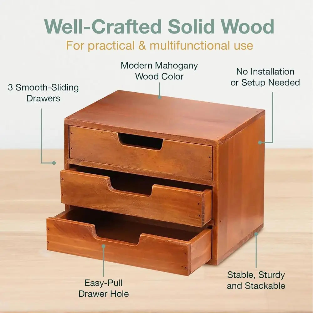 Desktop Storage Organizer in Natural Wood Design
