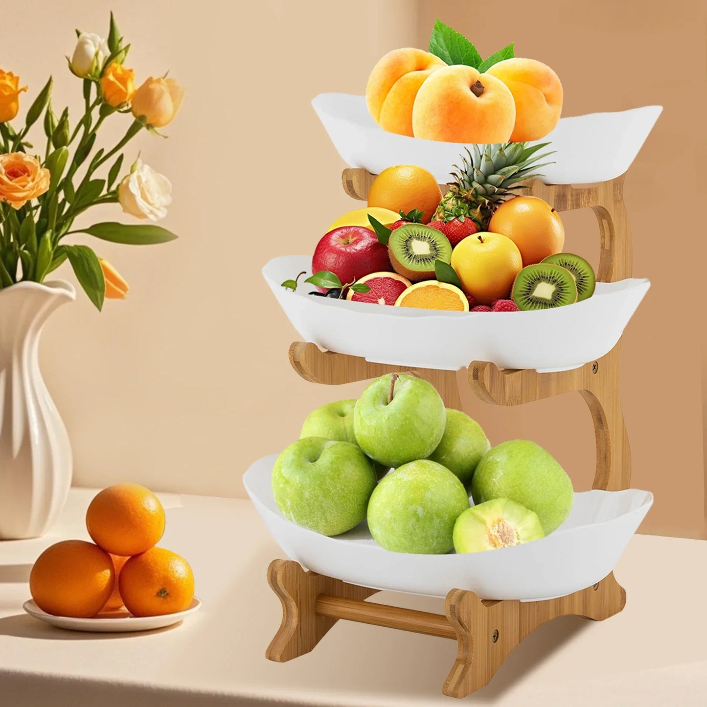 3 Tiered Ceramic Fruit Bowl Detachable