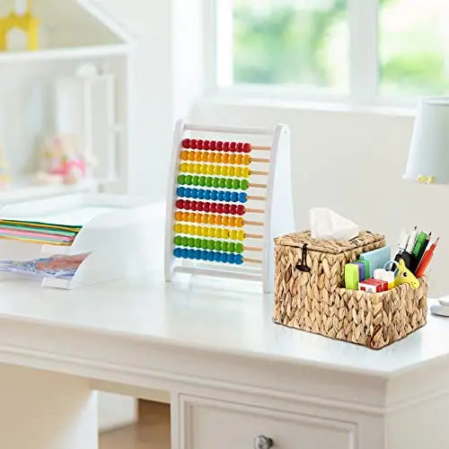 Rustic Water Hyacinth Woven Tissue Box Holder