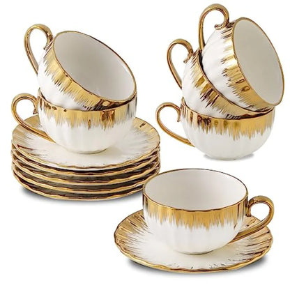 Set of Ceramic Saucers and Tea Cups