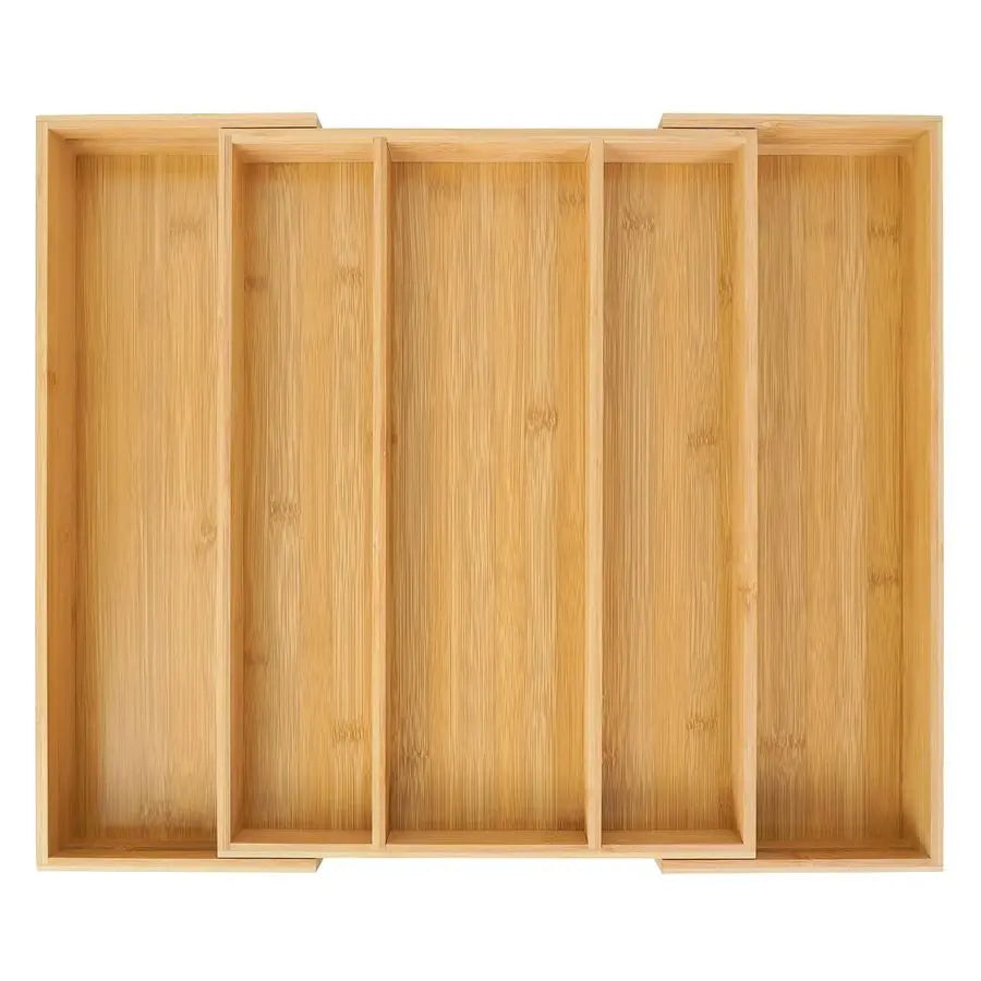 Bamboo Expandable Drawer Organizer Adjustable Utensil Holder