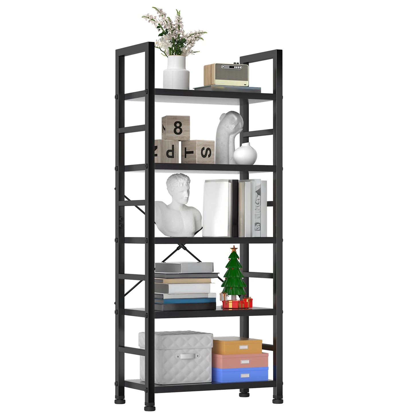 5 Tier Wooden Display Bookshelf Storage
