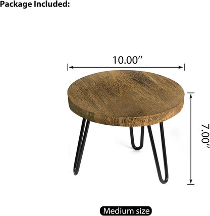 Wooden Plant Stand Indoor Outdoor Rustic Stool