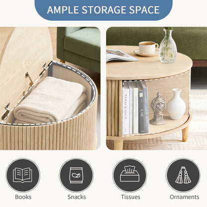31IN Round Coffee Table with Flip-Top Storage
