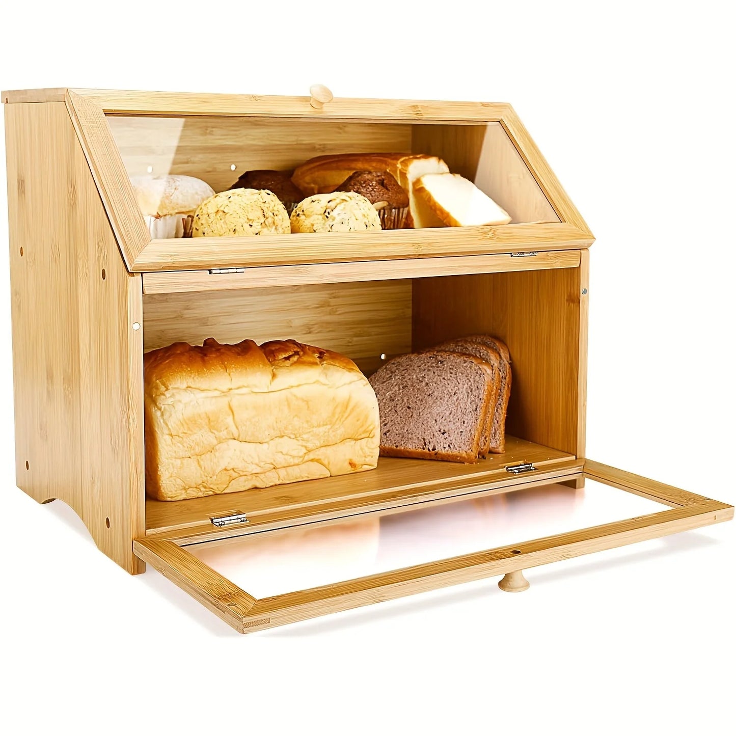 Double Layer Large Bread Box for Kitchen Counter