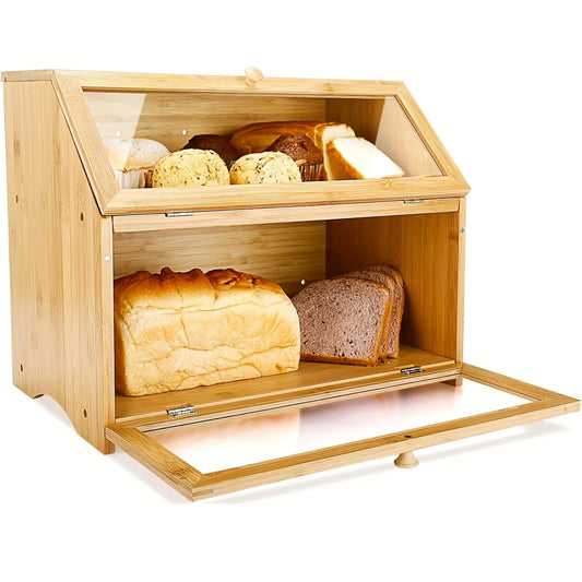 Double Layer Large Bread Box for Kitchen Counter