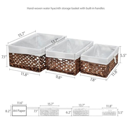 Water Hyacinth Storage Baskets Woven Organizer