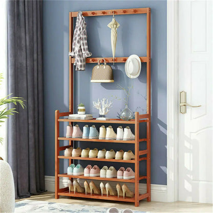 Coat Rack Shoe Bench Vintage Storage Shelf
