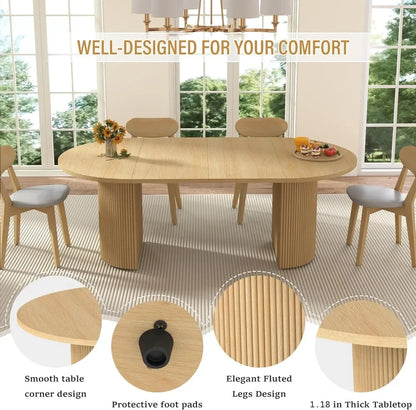 41-78 Inch Extendable Round Oval Dining Table