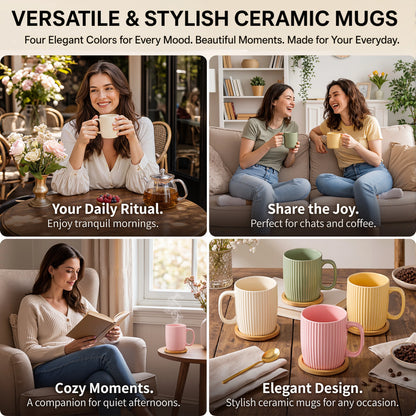 Ceramic Coffee Mugs Set of 4  with Handles