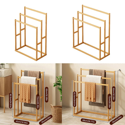 Wooden Vertical Towel Rack with 3 Hanging Crossbars