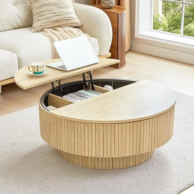 31.5" Round Coffee Table with Storage