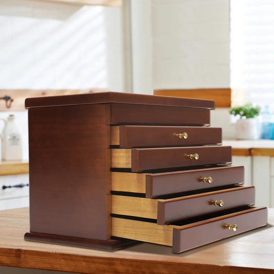 Wooden Vintage Jewelry Storage Box Case Organizer