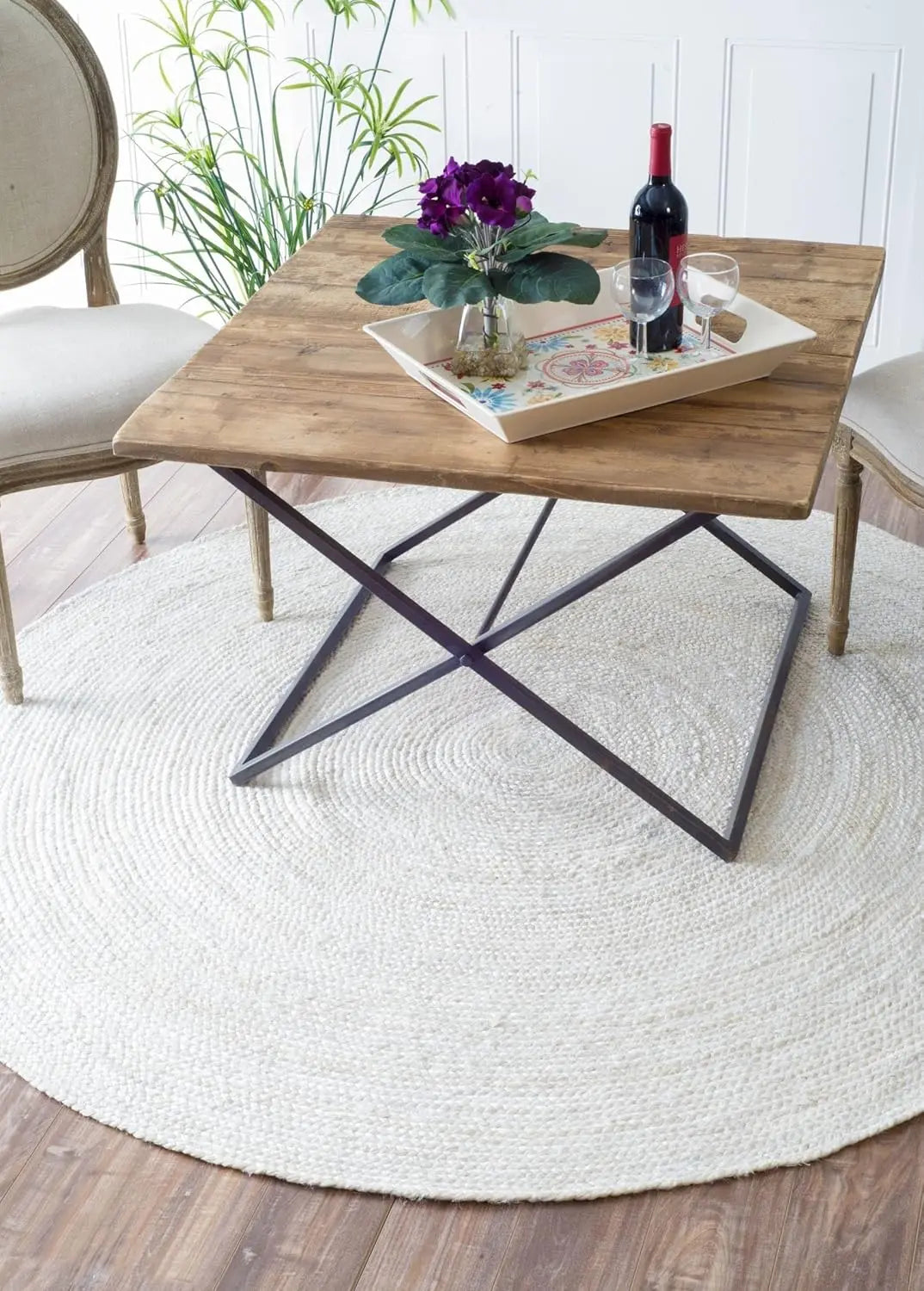 6' Round Jute Area Rug Hand Woven