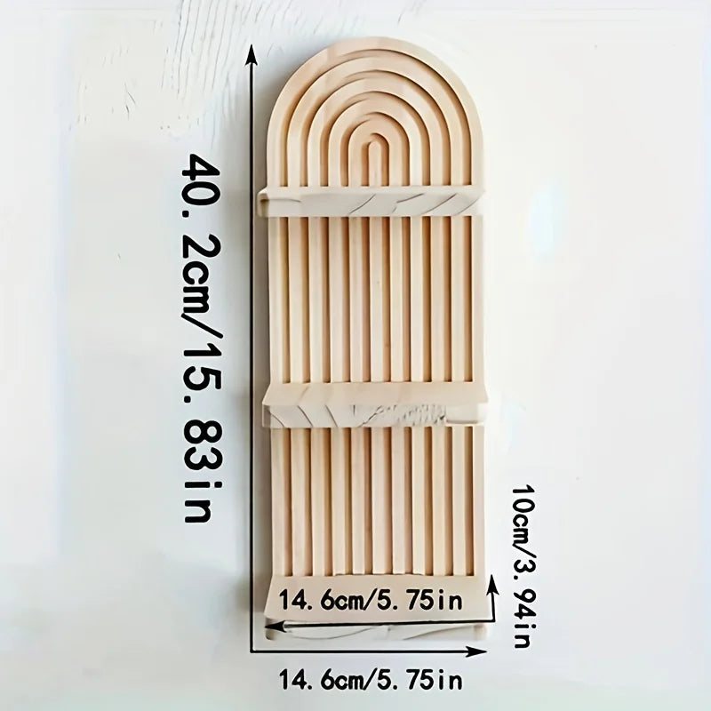 Bohemian Style Wooden Oval Wall Shelf