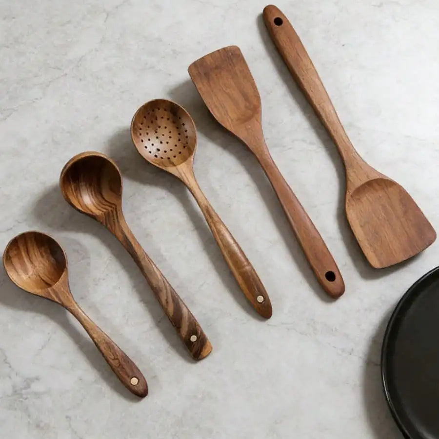 5pcs Wooden Spoons Lightweight And Heat Resistant