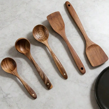 5pcs Wooden Spoons Lightweight And Heat Resistant