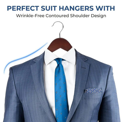Wooden Coat Hangers with Non Slip Pant Bar