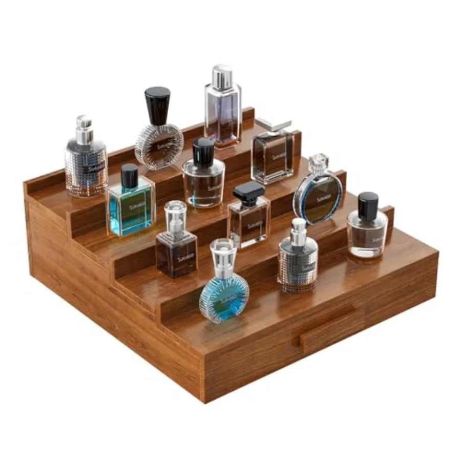 Solid Walnut Cologne Organizer Display Shelf