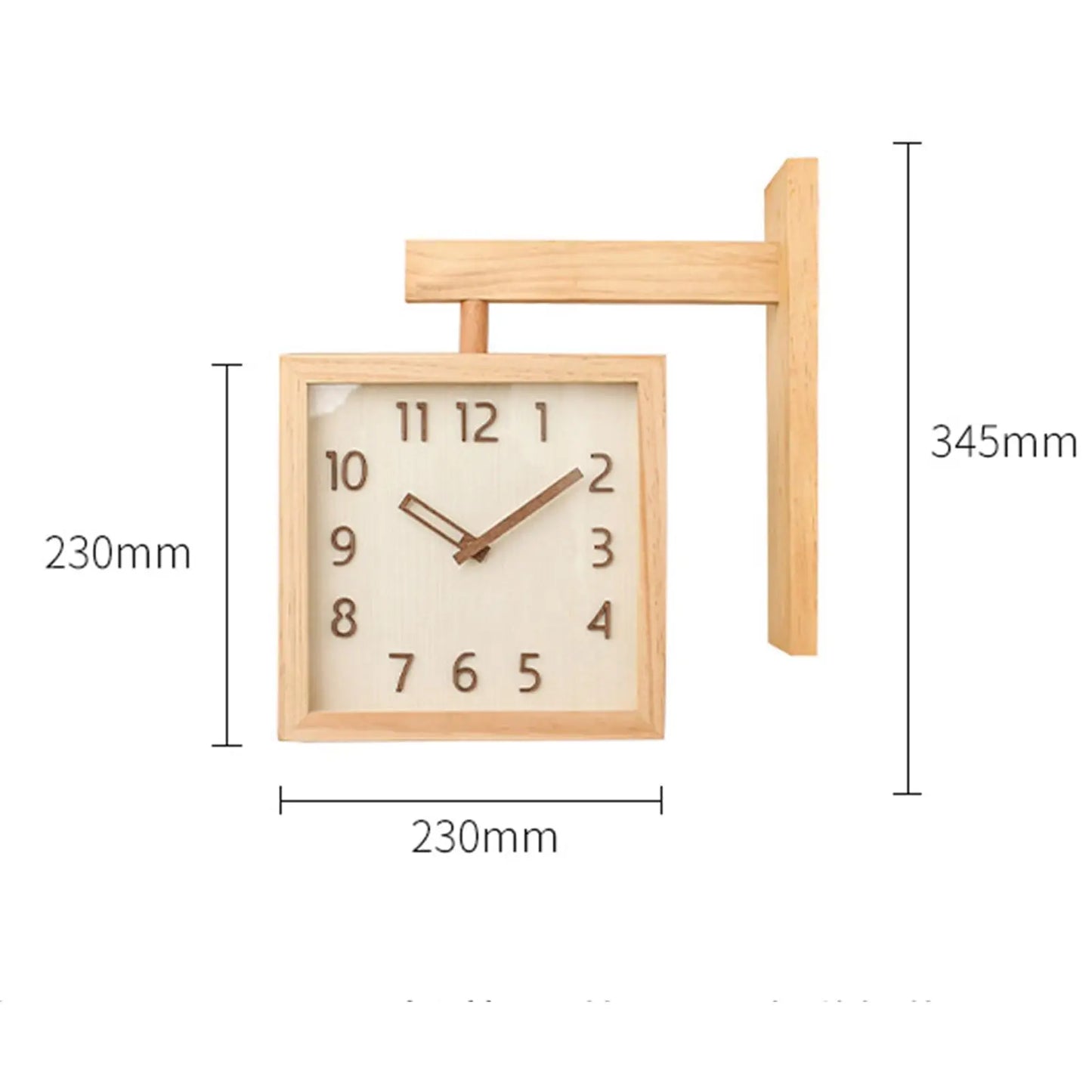 Square Wooden Double Sided Silent Wall Clock