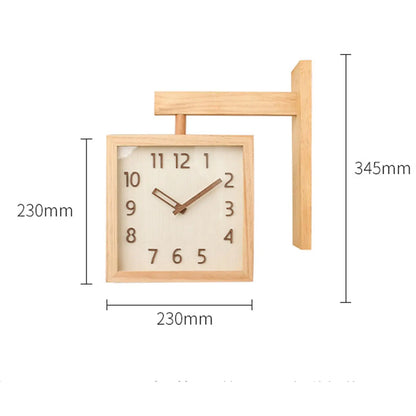 Square Wooden Double Sided Silent Wall Clock