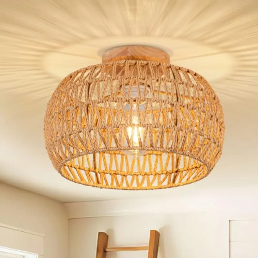 Rattan Pendant Light Fixture Ceiling Bohemian Chandelier