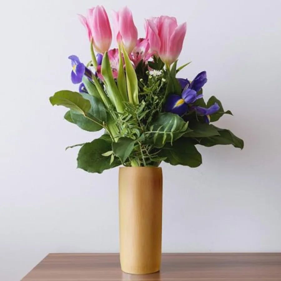 Bamboo Flower Vase/Holder Carbonized Brown