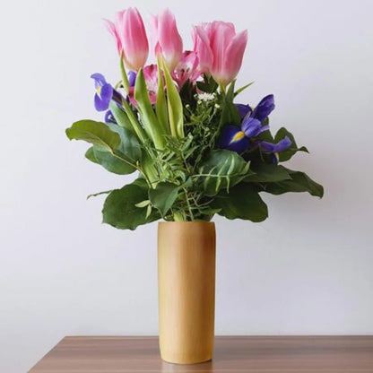 Bamboo Flower Vase/Holder Carbonized Brown