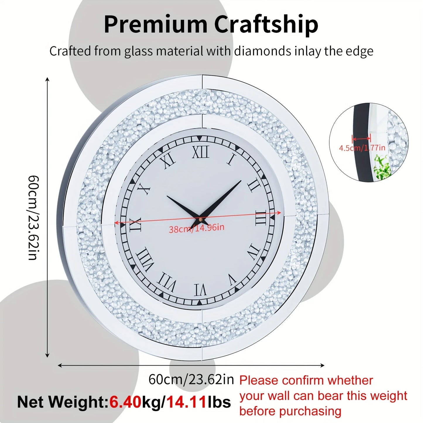 Decorative Wall Round Mirror Clock