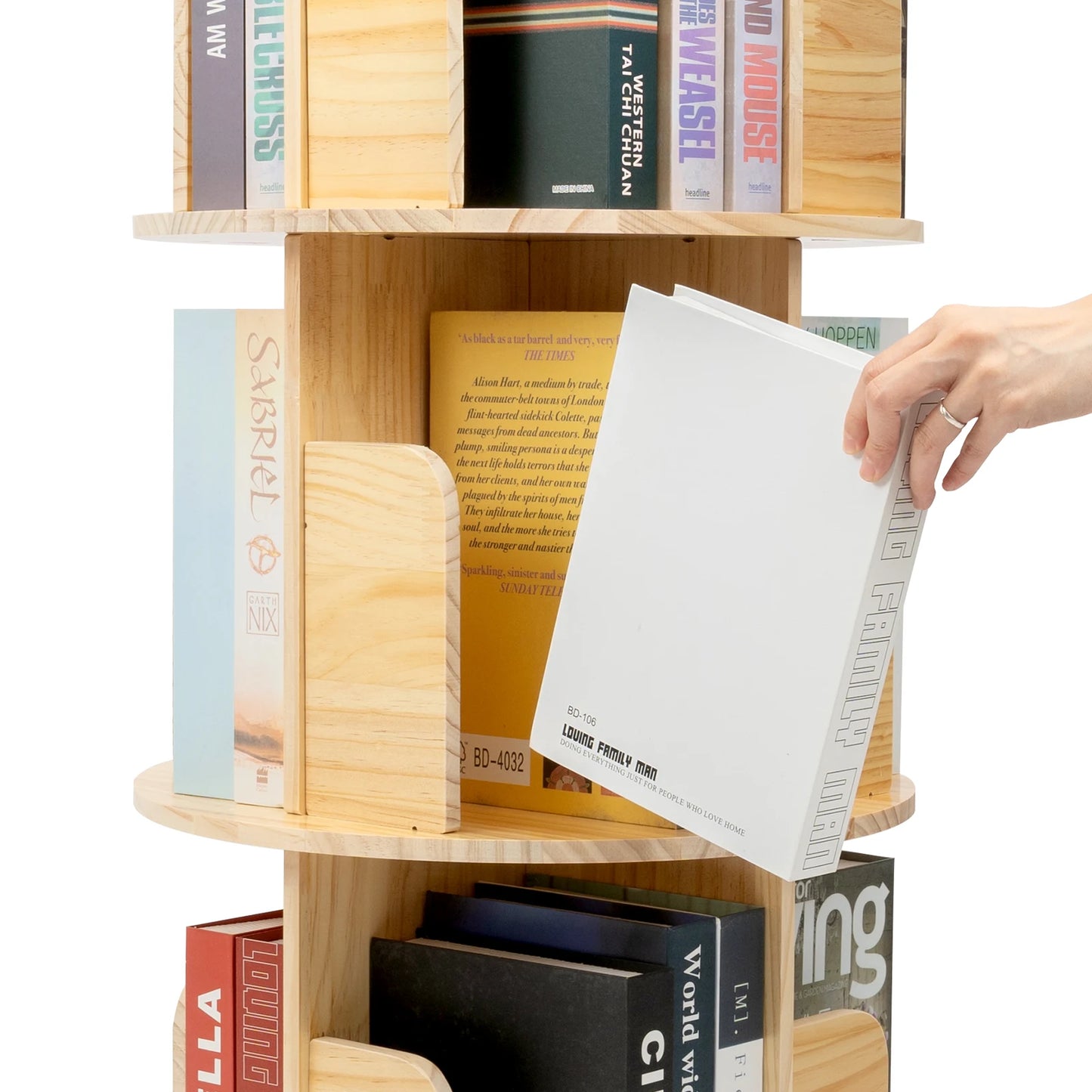 Wooden Bookcase Rotatable Stand Multifunctional Showcase Organizer