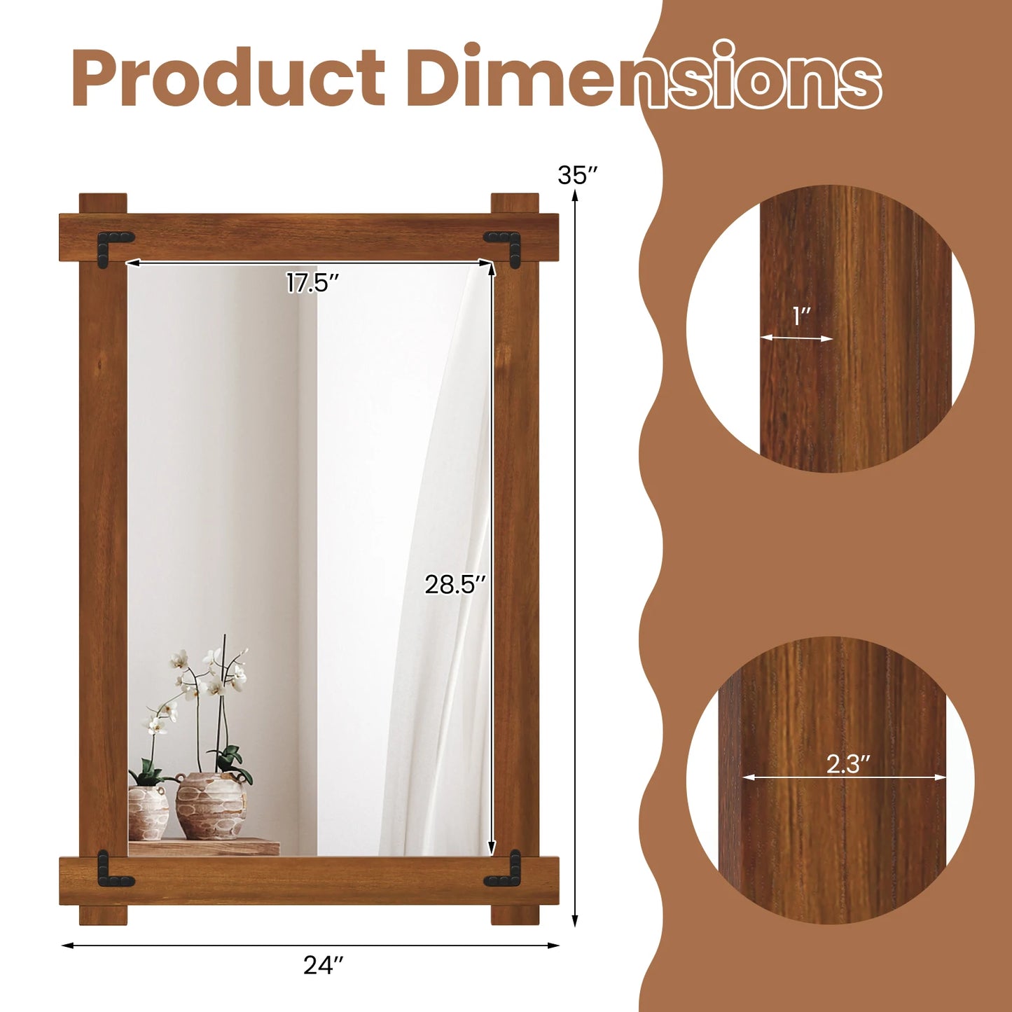 35 x 24 Inch Shatterproof Wall Mirror