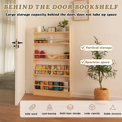 6 Tier Solid Wood Bookshelf