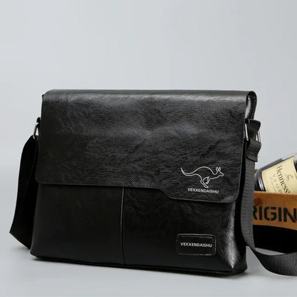 Men's Business Leather Shoulder Bag  Crossbody Handbag