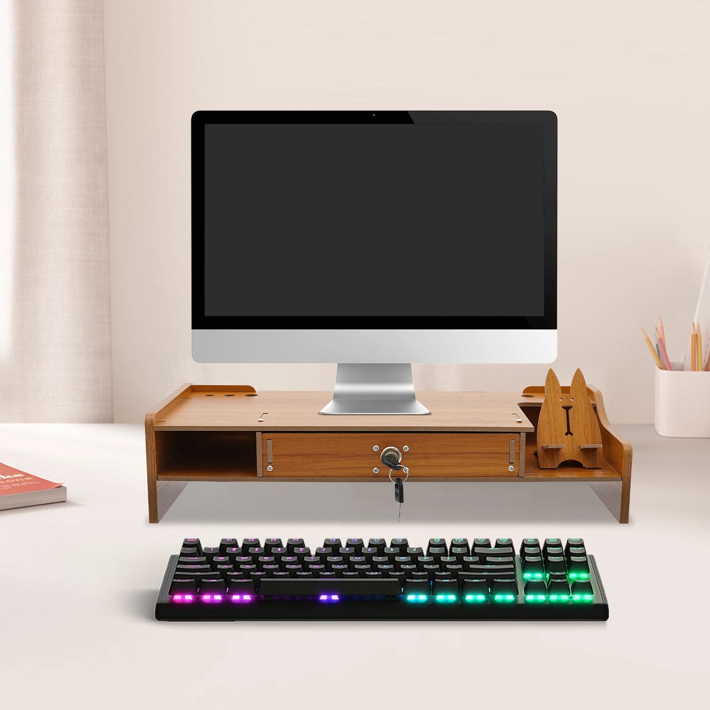 Wooden Desk Monitor Riser Computer Stand