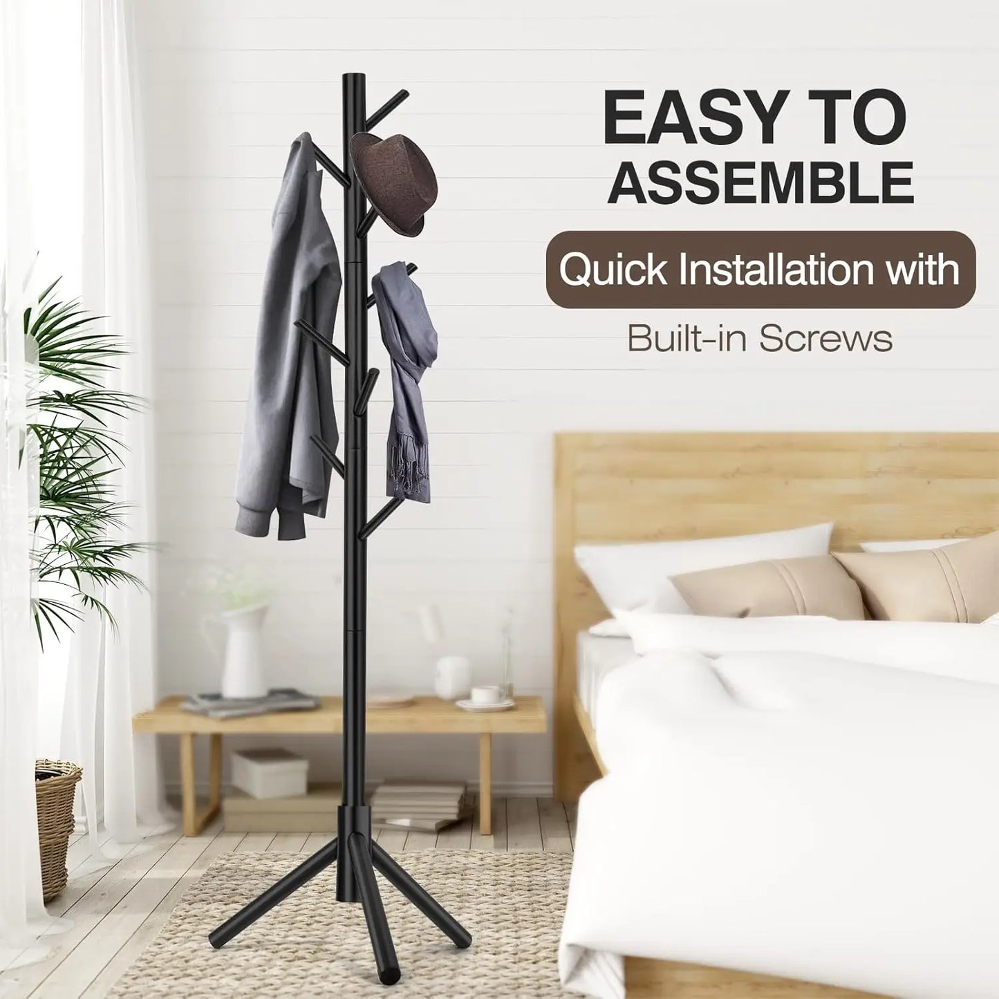 Freestanding Coat Rack with 8 Hooks