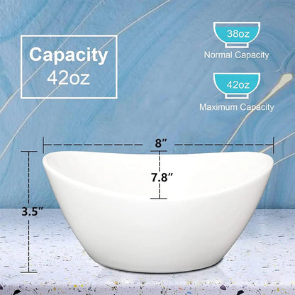 8" Ceramic Deep Soup Bowls & Salad Bowls