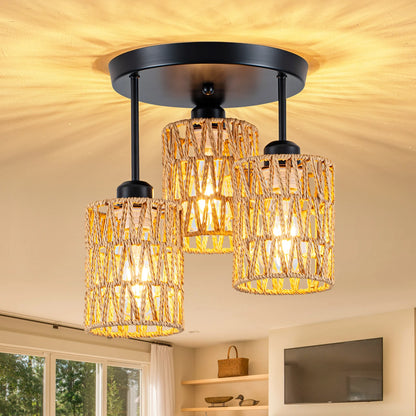 3-Lights Boho Light Fixtures Ceiling Mount
