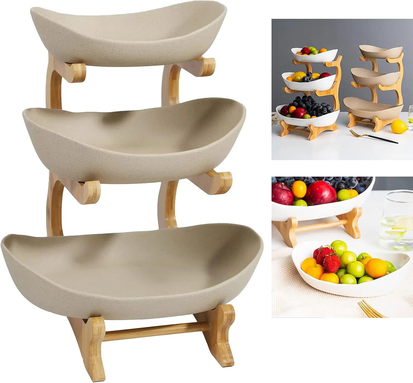 3 Tier Ceramic Solid Color Fruit Plate Rack
