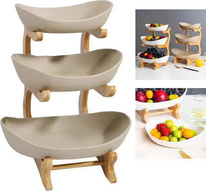 3 Tier Ceramic Solid Color Fruit Plate Rack