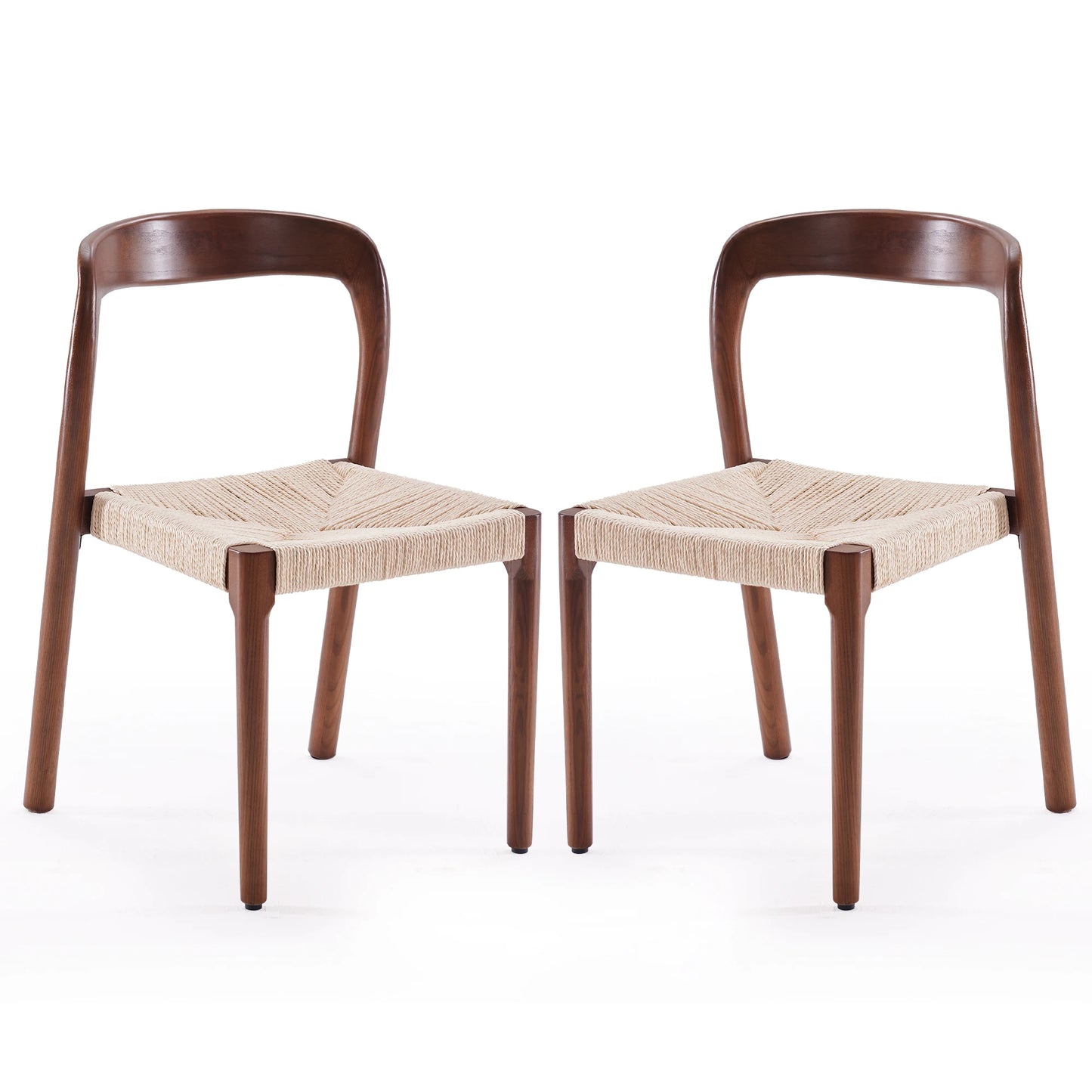 Set of 2 Ash Wood Stackable Dining Chairs