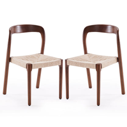 Set of 2 Ash Wood Stackable Dining Chairs