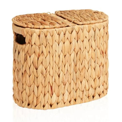 Wicker Toilet Paper Storage Basket with Lid and Handles