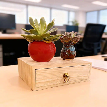 Natural Wooden Storage Box Desk Single Wood Cabinet