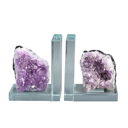 Heavy-Duty Amethyst L-Shaped Glass Bookends