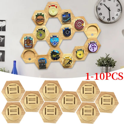 1-10Pcs Medal Display Stand Wooden Medal Hanger