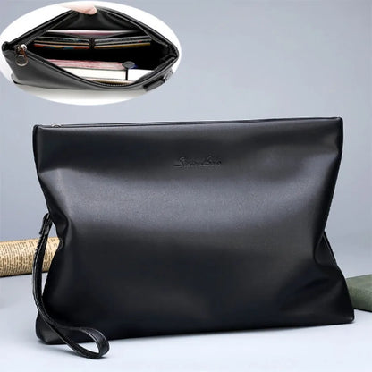Black Faux Leather Clutch Bag