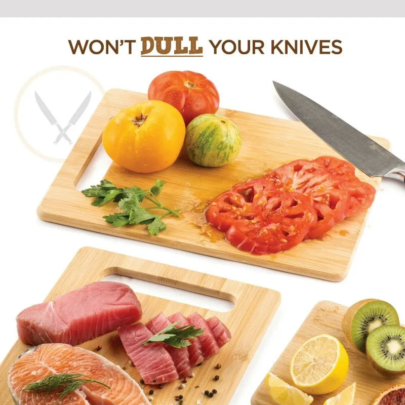 Bamboo Cutting Boards for Kitchen with Handles
